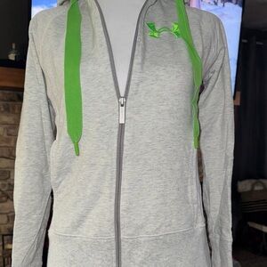 Under Armour Women's Gray Light Weight Zip Up with Green Highlights